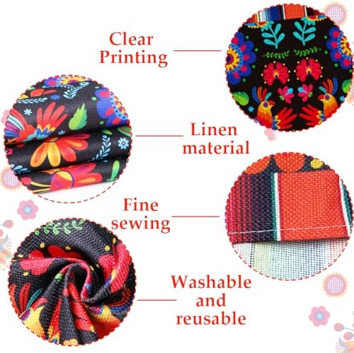 Lonfliness Linen Mexican Fiesta Table Runner 12 Pack 72×13in Long Day of The Dead Farmhouse Runner Dia De Los Muertos Runners Kitchen Dining Home Table Decoration Day of The Dead Decor and Supplies - Image 3