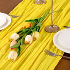 Yellow Cheesecloth Table Runner Boho Wrinkled Gauze Table Runners - Image 5