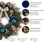 DecorbyHannah 24" Prelit Christmas Wreath for Front Door with Light (Blue) - Image 3