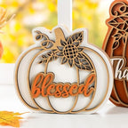 Glitzhome Thanksgiving Wooden Pumpkin Decor Set of 2 (6" & 8" H) - Blessed & Thankful Farmhouse Table Sign Decor, Fall Pumpkin Blocks for Holiday Home Decor Accents Centerpiece - Image 6
