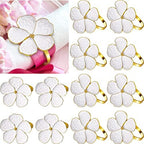 Patelai Set of 72 White Flower Napkin Rings Bulk Gold Napkin Ring Holders by Patelai