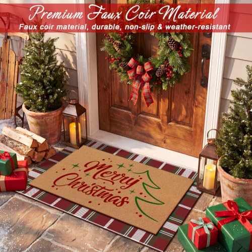 Tinideya 2 Pcs Merry Christmas Layered Doormat Set - Image 3