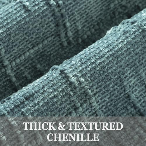 decorUhome Textured Chenille Throw Pillow Covers 24x24 Set of 2 Teal - Image 2