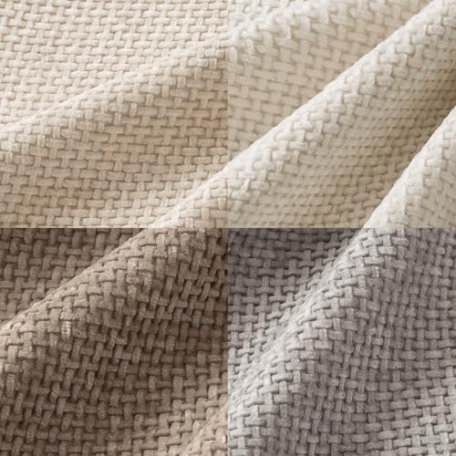 MIULEE Decorative Chenille Pillow Covers Neutral Beige 16x16 Pack of 4 - Image 2