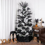 XmasExp Christmas Tree Collar, 33.5 inch Sequin Halloween Tree Skirt Stand Base Cover for Home Decor, Large Size 6 Piece Black - Image 5