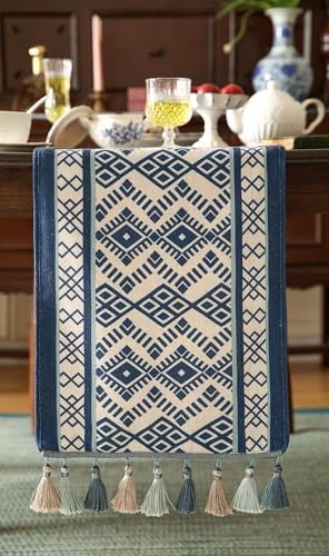 bilin gaier Chinoiserie Blue Stripe Cloth Runner for Table,Decorative Farmhouse Linen 87 Inches Long Table Runners,Decor Tabletop for Kitchen,Dining,Party,Home,Christmas,12"x87" - Image 7