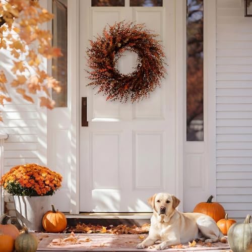 28" Fall Gradient Eucalyptus Wreaths for Front Door,Fall Decorations - Image 6