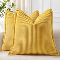 decorUhome Fall Corduroy Mustard Yellow Throw Pillow Covers 26x26 Set of 2 by decorUhome