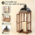 Large Decorative Lanterns, 2 Pack Farmhouse Wood Lanterns Indoor Outdoor - Image 3