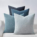 Topfinel BlueGray Throw Pillow Covers 18x18 Inch Set of 4,Soft Accent Corduroy Decorative Cushion Cover,Square Modern Pillow Case for Beach,Patio,Balcony,Living Room,Summer Gradient Shams Home Decor by Topfinel