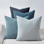 Topfinel BlueGray Throw Pillow Covers 24x24 Inch Set of 4,Soft Accent Corduroy Decorative Cushion Cover,Square Modern Pillow Case for Beach,Patio,Balcony,Living Room,Summer Gradient Shams Home Decor by Topfinel