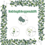 Waipfaru 4Pcs Eucalyptus Garland, 5.9FT Greenery Garland, Green Garland with Flowers, Artificial Faux Silver Dollar Eucalyptus Leaves Vines for Table Home Wedding Mantle Party Indoor Outdoor Decor - Image 4