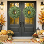 Waipfaru 26'' Fall Boxwood Wreath for Front Door Decor, Green - Image 5