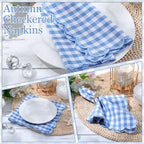 SmoothNovelty 24 Pack Buffalo Plaid Cloth Napkins 18x18 Inch Checkered Cloth Napkins Scalloped Soft Cotton Table Mat Washable Reusable for Dinner Wedding Holiday Birthday Parties (Classic,Sky Blue) - Image 3