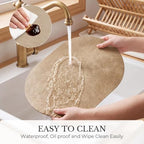 MOSAYT Vinyl Faux Leather Oval Placemats, Set of 6, Apricot - Image 5