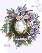 Garvee 20 in Spring Summer Artificial Colorful Flower Wreath for Front Door - Image 7