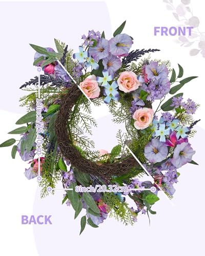 Garvee 20 in Spring Summer Artificial Colorful Flower Wreath for Front Door - Image 7