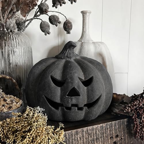 Halloween Decor - Black Handmade Terracotta Jack O Lantern Pumpkin - Image 4