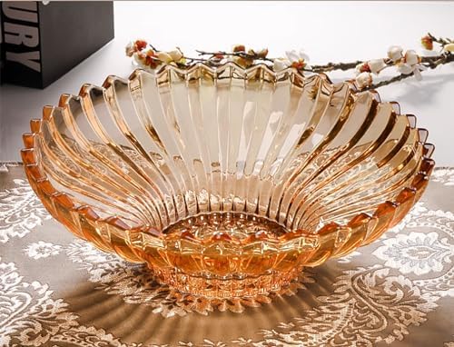 Extra Large Glass Fruit Bowl or Decorative Bowl, Center Bowl，Used for Kitchen Counter or Living Room Central Table Decoration (Amber) - Image 5
