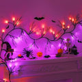 Timer & 8 Modes 9 FT 72 LED Willow Vine Twig Decor Garland with Orange & Purple Lights, Battery Operated Indoor Halloween Decor for Home Mantle Fireplace by Grastfu