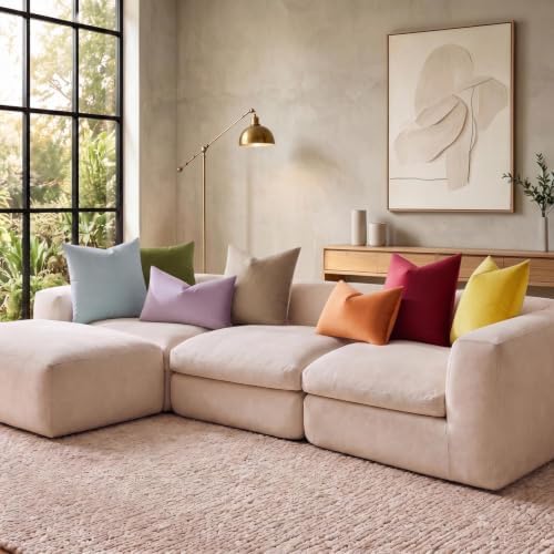 JUSPURBET 28x28 Euro Velvet Throw Pillow Covers Set of 2,Lilac - Image 4