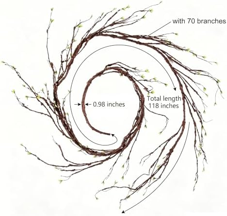9.8FT Artificial Tree Branches Curly Willow Sprout Halloween Mantel Decor - Image 2