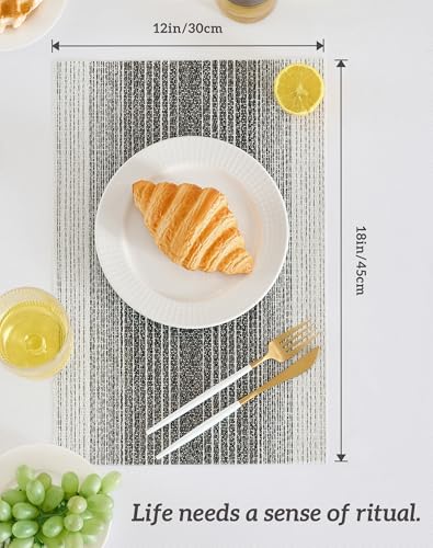 Leetaltree Woven Vinyl Placemats Set of 12,Black& White - Image 4