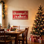 30" Vintage Metal Christmas Wall Sign - Gingerbread Co. Rustic Wall Mount Holiday Decor Distressed Wall Hanging Iron Painting Plaque Christmas Wall Art for Home Mantel Porch Bakery (Red#3) - Image 5