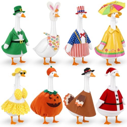 8 Set Porch Goose Outfits, 23 Inch Seasonal Goose Clothes Costume Garden by Nelyeqwo
