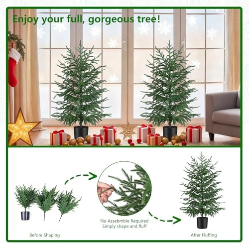 Grooy 2 Pack 3FT Artificial Norfolk Pine Tree with Pot - Image 4