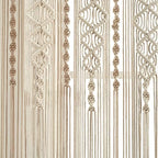 Lush Decor Boho Macrame Textured Cotton Window Curtain Panel Single 40" W x 63" L Neutral - Macrame Curtains for Windows, Room Divider, Boho Wall Decor - Image 4