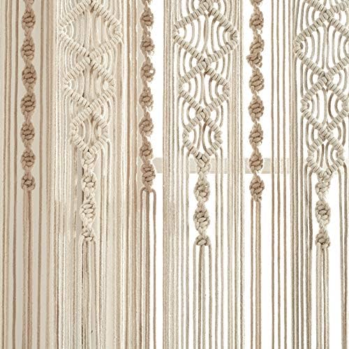 Lush Decor Boho Macrame Textured Cotton Window Curtain Panel Single 40" W x 84" L Neutral - Macrame Curtains for Windows, Room Divider, Boho Wall Decor - Image 3