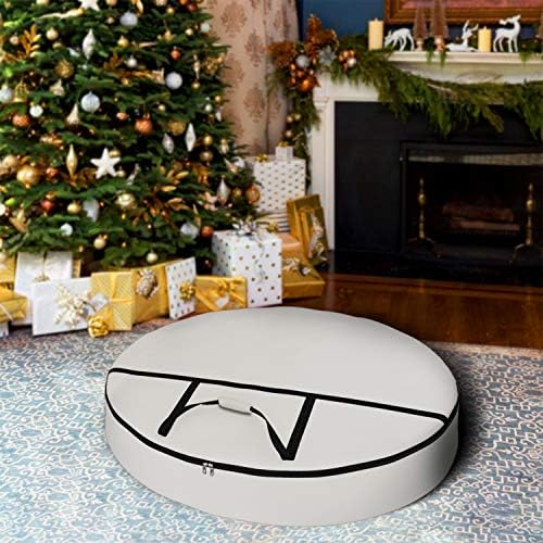 Covers & All Christmas Wreath Storage Bag 12 Oz with Carrying Handle & Dual Zipper - 100% Water Resistant Durable Material Storage Bag - Holiday Xmas Tear Resistant Bag (30" Dia x 7" H, White) by CoversAll