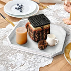 Wooden Decorative Tray, Rustic Serving Tray with Wood Bead, Farmhouse Big Tray for Ottoman, Countertop, Coffee Tabl, 16.5" x 13"x 1.6" (Retro White) - Image 3