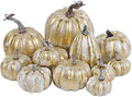 winemana 12 Pcs Pumpkin Fall Decorations, Golden Artificial Pumpkins by winemana