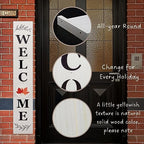 Perfnique Interchangeable Welcome sign for front porch standing, 47 x 7.9 Inch Black Wooden Leaner Sign with 10 Interchangeable Designed Icons, Modern Farmhouse Rustic Seasonal Decor for Spring Easter Fall Christmas (White) - Image 4