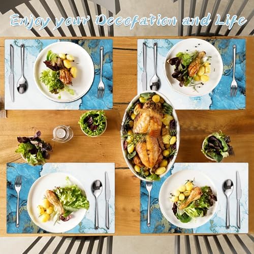Marble Placemats Set of 4 - Faux Leather Heat Resistant Placemats for Dinner Table, Non-Slip Waterproof Oil-Proof Washable Reusable Placemat for Indoor Outdoor Kitchen Decor, 15.75In*11.81In - Image 3