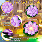 Liliful LED Floating Lotus Lantern Diwali Pool Pond Decor Purple 3.94&5.91" - Image 2