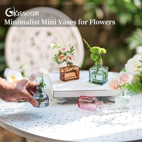 Glasseam Mini Bud Vases for Centerpieces: 20Pcs Colored Small Flower Vase - Image 4