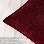 decorUhome Chenille Wine Red Velvet Throw Pillow Covers 24x24 Set of 2 - Image 3