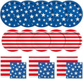 American Flag Patriotic Party Supplies Disposable dinner paper plates dessert paper plates Napkins and Cocktail napkins for Veterans Day Election Day 4th of July Independence Day Decorations, Serve 50 by Gatherfun