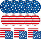 American Flag Patriotic Party Supplies Disposable dinner paper plates dessert paper plates Napkins and Cocktail napkins for Veterans Day Election Day 4th of July Independence Day Decorations, Serve 50 by Gatherfun