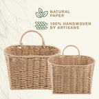 84ECO Set of 2 Woven Paper Rope Hanging Baskets for Organizing, Front Door, Mail, Flowers - Image 6