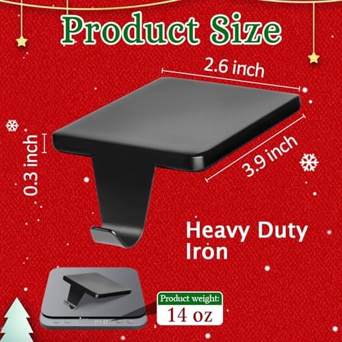 HMASYO Christmas Stocking Holders for Mantle Set of 6, Black Heavy Duty Iron Stocking Hangers Base, Low Profile Weighted Stocking Holder Hooks for Fireplace Tabletop Shelf Christmas Decoration - Image 2