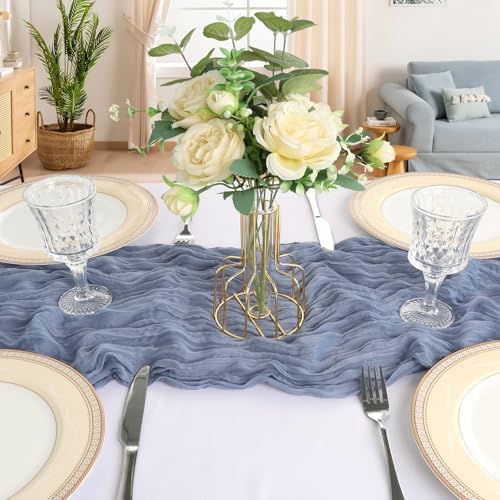 12 Pack 10Ft Dusty Blue Cheesecloth Table Runner 23 x 120 Inch - Image 4