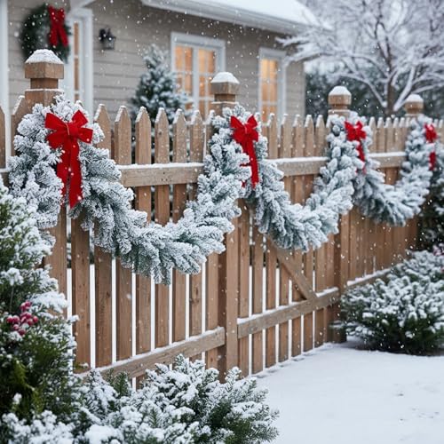 Suncalla 2 Pcs 9 ft Alaskan Pine Artificial Christmas Garland, White - Image 4
