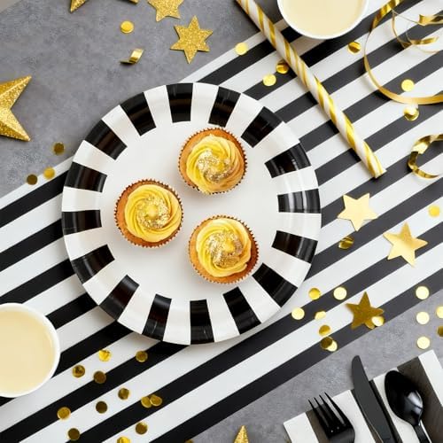 AmazingSpark Striped Table Runner Roll,Black,50' Long X 16" Wide - Image 5