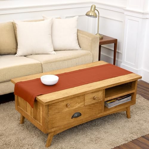 Solino Home 100% Pure Linen Table Runner Cinnamon Hemstitch, 14 x 48 in by SolinoHome