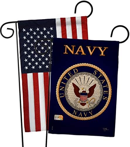 Navy Burlap Garden Flag - Pack Armed Forces USN Seabee United State American Military Veteran Retire Official USA Applique - House Decoration Banner Small Yard Gift Double-Sided Made In 13 X 18.5 by Breeze+Decor