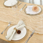 12 Pack Ivory Cream Cheesecloth Table Runner 120 Inch Boho Wedding Decor - Image 5